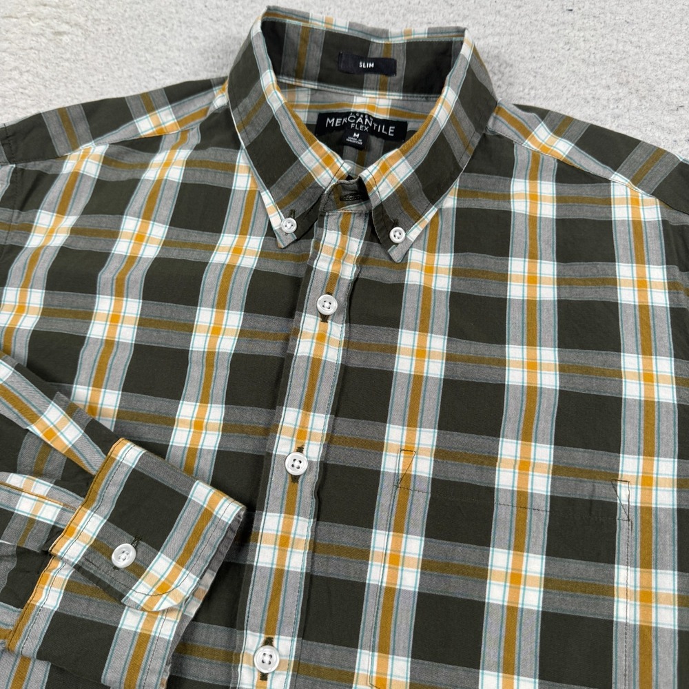 J.CREW‎ Mercantile Flex Shirt Men Medium Slim Fit Long Sleeve Plaid Button Down